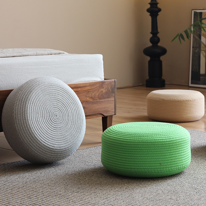 Meditation Cushion Zafu - وسادة أرضية دائرية سميكة بألوان موحدة،