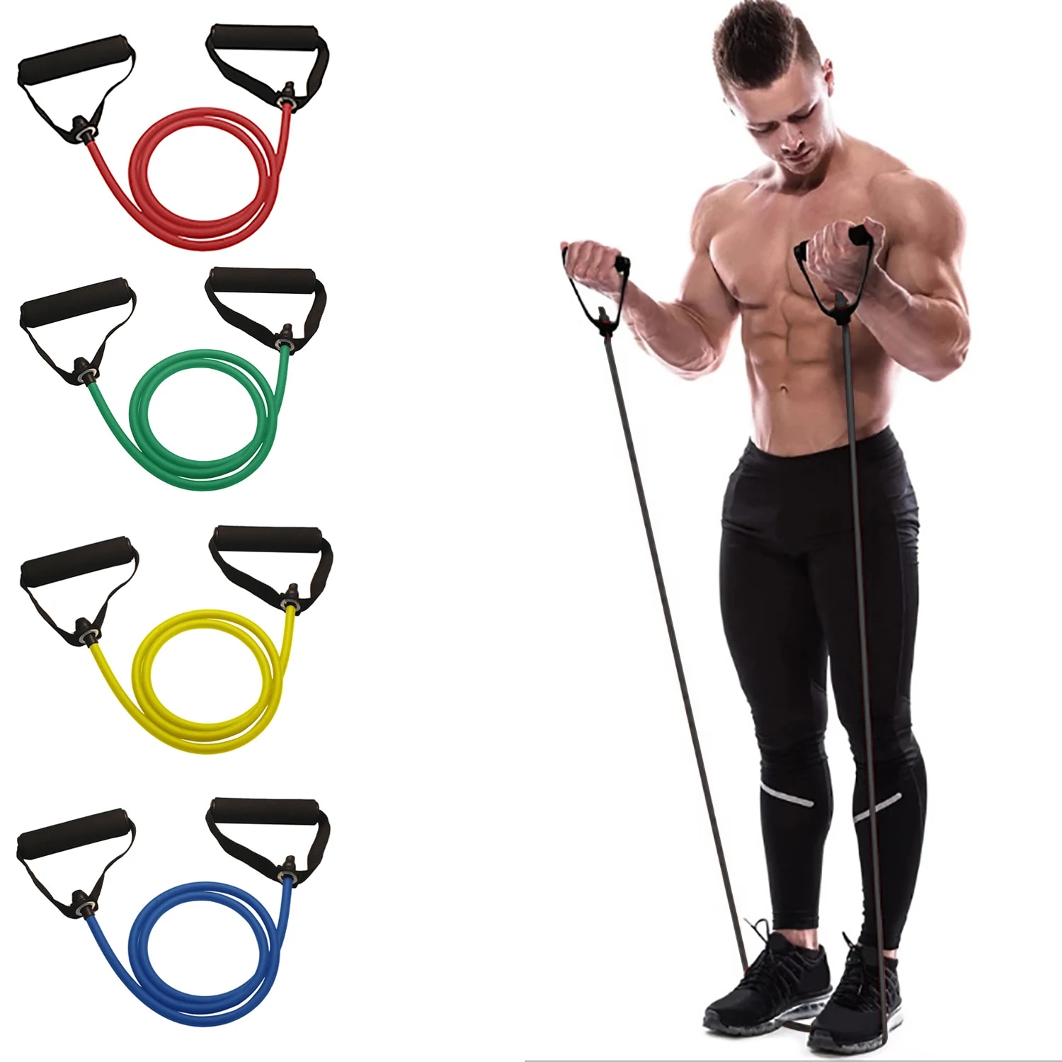 أربطة مقاومة بمقابض، أربطة تمر - مراجعة Resistance Tube Set وسعره